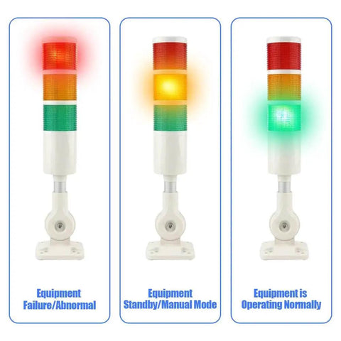 Industrial Led Signal Tower Lights Three Layer Warning Column Lamp With Rotatable Base And Buzzer Strobe Beacon For Beefed Up Heavy Duty Mechanical Equipment Continuous Flashing Switchable 12 24V By Tiiyee