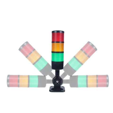 Workhorse LED Signal Tower Stack Light with rotatable base, 3-layer column warning lamp in red, yellow, and green.