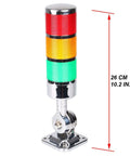 Front view of 12-24V LED Stack Tower Light Kit With 3 Layer Column Signal Beacon Andon Indicator Lamp Buzzer, Industrial Warning Lights, 26 cm height