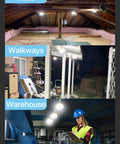 Bright 50 Foot LED Construction String Lights With Five Bulbs And Climbing Hooks IP65 Waterproof Linkable Work Lights For Job Sites