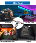 Car boot with 65.6ft 22 AWG LED Extension Cable With 12 Piece 3 Way T Tap Wire Connectors for low voltage LED strip lighting