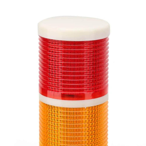 Close-up of top section of 3 Layer Led Tower Stack Light For Industrial Safety Beacons With Foldable Base 24VDC Indicator Lamp in red-orange color