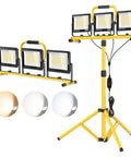 Ultra Bright 32000 Lumen LED Work Light On Tripod For Jobsite And Workshop With 3x100W Three Head Floodlights 120V Plug In