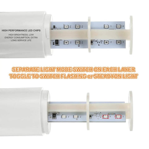 Internal view of 2 Layer Led Warning Light Tower With Loud Buzzer For Industrial Machinery 12 To 24 Volt 10 Amp Column Signal Tower