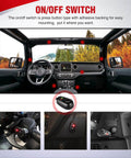 Interior car view showing on-off switch of 12V LED Light Bar Wiring Harness Kit With On Off Switch, Power Relay And Blade Fuse Universal Vehicle