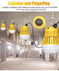 LED Temporary Work Light 100W 13000LM 5000K Portable Hanging Construction Light With 10Ft Cord And Sturdy Hooks Linkable Design