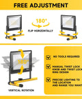 Ultra Bright Plug In LED Work Light With Stand 28,000 Lumen 110V Outdoor Flood Light With 4 Adjustable Heads Foldable Tripod Portable Waterproof featuring adjustable head tilt