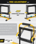 21000 Lumen LED Work Light With Stand 3 Head Portable Tripod Light With 16 Foot Cord IP66 Waterproof adjustable angles
