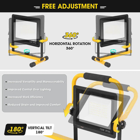 21000 Lumen LED Work Light With Stand 3 Head Portable Tripod Light With 16 Foot Cord IP66 Waterproof adjustable angles