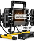All In One LED Work Light With Stand For Night Jobs And Camping, 11000 Lumen Foldable Outdoor Light with heat dissipation back view