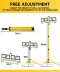 Ultra Bright Plug In LED Work Light With Stand 28,000 Lumen 110V Outdoor Flood Light With 4 Adjustable Heads Foldable Tripod