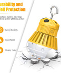LED Temporary Work Light 100W 13000LM 5000K Portable Hanging Construction Light With 10Ft Cord And Sturdy Hooks Linkable Design