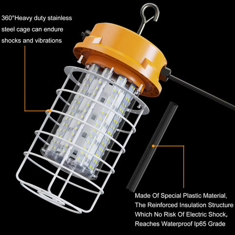 Bright 100W LED Work Light With 15000 Lumens Of Daylight 5000K Hook Mount Portable And Linkable Durable Job Site Lighting