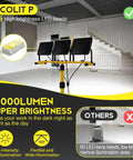 LED Work Light With Stand Pacolit P 21000 Lumen 3 Head Adjustable Individual Switches IP66 Waterproof Foldable Tripod 16.4 ft Cord