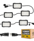 Ultra Bright 90W LED Work Light String, 10800LM, ETL Listed, 3 Prong, Linkable Waterproof Lighting for construction sites