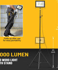 2 Pack LED Work Lights With Stand 110W 11000 Lumens Portable Tripod Flood Lights IP65 Waterproof And Adjustable Head