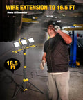 Beastly Bright 21000 Lumen LED Work Light With Stand, 3 Head Adjustable Panels, Waterproof Foldable Tripod, Extended Cord