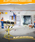 LED Work Light With Stand, 26400 Lumen Triple Head Portable Work Light On Foldable Tripod, 26 Ft Cord in use at job site