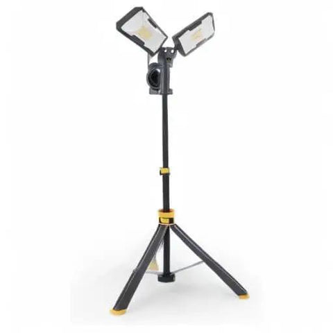 Ultra Bright LED Work Light With Telescoping Tripod, Beast Mode Brightness, Dual Head Design, 11000 Lumen, 92W Dimmable, Adjustable Color Temperature, Stand And 8 Foot Power Cord For Construction Garage Or Jobsite LUTEC