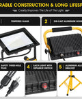 21000 Lumen LED Work Light With Stand 3 Head Portable Tripod Light With 16 Foot Cord IP66 Waterproof components