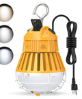 LED Temporary Work Light 48W 64W 80W Adjustable CCT 4500K 5000K 5700K Boss Level Brightness With 10ft Cable Sturdy Hooks