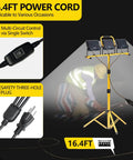 Ultra Bright 32000 Lumen LED Work Light On Tripod For Jobsite And Workshop With 3x100W Three Head Floodlights 120V Plug In