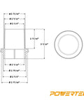 Diagram of Screw End Quick Coupler For Two And A Half Inch Hose With Left Hand Threaded Adapter showing dimensions