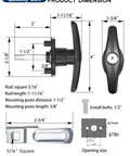 Left T Handle Camper Shell Lock Replacement Kit For Truck Cap With Keys Durable Lock Latch dimensions and components