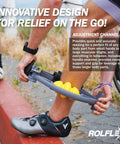 Cyclist using Arm And Leg Massager Roller For Targeted Myofascial Release And Faster Recovery Relieving Golfer's Elbow Tennis Elbow Carpal Tunnel And Tendonitis