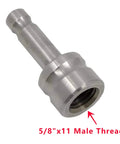 Leica Snap On Prism Pole Adapter With Multi Size Connector M8 M12 M16 Male Adapters in stainless steel showing 5/8-11 male thread