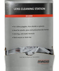 Lens Cleaning Station box with towelettes, silicone-free, for safety goggles and glasses, packed in a 100-count dispenser.