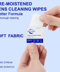 Individually Wrapped Microfiber Lens Wipes For Glasses Sunglasses And Cameras held in hand, highlighting portability and fabric softness.