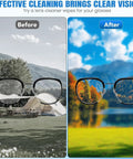 Before and after using Premoistened Lens Cleaning Wipes For Glasses Phones And Cameras Pack Of 1000; clear vision through lenses.