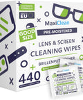 Box of 440 individually wrapped lens wipes for glasses and devices streak free clarity