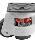 Side view of Leveling Caster, 63 mm Nylon 66 Wheel, Iconic Ivory, Height Adjustable Foot Pad, Plate Mounted Swivel Caster
