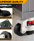 4-Piece Leveling Casters With Nylon Wheel And Rubber Foot, Retractable Workbench Caster Set, installed under a workbench