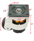 Side view of white leveling caster in 4 Piece Leveling Casters Set For Heavy Workbenches And Equipment, NBR pad, top plate.