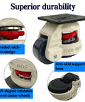 Four Pack 2 Inch Leveling Machine Casters With Nylon Wheels And Rubber Feet For Stable Installs And Smooth Mobility Load Capacity Up To 2200 Lbs Highlighting Features: Durability, Anti-skid Support, Swivel Wheels.