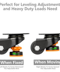 Leveling Casters Set Of 4 Heavy Duty Retractable Wheels Low Profile 80F Swivel Workbench Castors 4200 Lbs Industrial Leveling Machine Dual Wheel