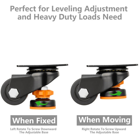 Leveling Casters Set Of 4 Heavy Duty Retractable Wheels Low Profile 80F Swivel Workbench Castors 4200 Lbs Industrial Leveling Machine Dual Wheel