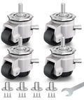 Heavy Duty Leveling Casters Set of 4 for Workbenches and Machinery, Adjustable Retractable Stem Caster Wheels with T Nuts