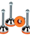 Heavy Duty Leveling Feet For Workbench And Machinery With 2.36 Inch Base And M12 Thread Adjustable Leg Levelers 1300 Pound Capacity Chrome Plated Carbon Steel Non Slip Base 4 Pack D60xM12x100 By MROUDELUO shown from side view