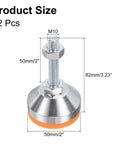 8 Pack Adjustable Heavy Duty Leveling Feet With 50mm Base Diameter And M12x50mm Thread Anti Slip Shock Absorbing Furniture Levelers