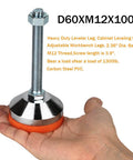 Heavy Duty Leveling Feet For Workbench And Machinery With 2.36 Inch Base And M12 Thread Adjustable Leg Levelers 1300 Pound Capacity