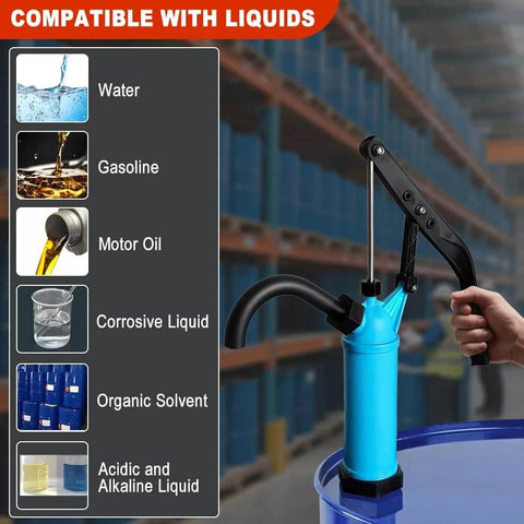 Lever Action Barrel Pump, 5 to 55 Gallon Drum Pump, Perfect for Transferring Motor Oil, Water, Corrosive Liquids, Diesel, Lubricants