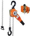 Lever Chain Hoist 1650 Lbs Capacity 10 Ft Manual Ratchet Chain Puller with Two Hooks for Outdoor No Power Use in orange and black