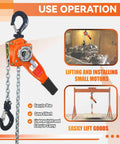 Lever Chain Hoist 1650 Lbs Capacity 10 Ft Manual Ratchet Chain Puller with Two Hooks for Outdoor No Power Use in operation