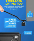 Leverage rod and stackable risers from 1200 lb heavy duty furniture movers with wheels and moving dolly set