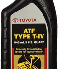 Lexus ATF T-IV Automatic Transmission Fluid 1 Quart Universal Fit For Lexus And Toyota Transmissions, black bottle front view