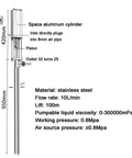 Diagram of LHQYA 95cm Stainless Steel Pneumatic Chemical Pump detailing structure and specifications including flow rate and pressure.